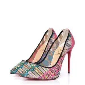Christian Louboutin NIB Pigalle Follies Pointed Toe Stiletto Pumps Hippie Lace